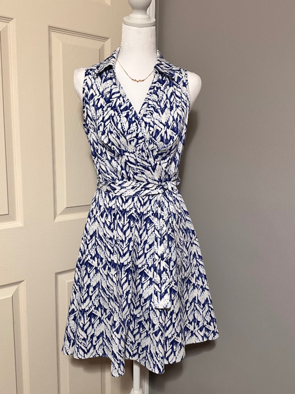 DR collection blue white casual western elegant chic wrap dress